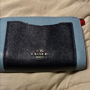 Coach Two-Tone Red and Blue Leather Wallet